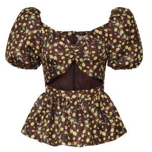 Autumn Adeigbo Bridgette Puff Sleeve Cut Out Top